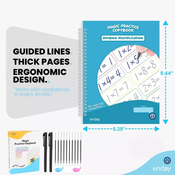 enday – Livro pré-escolar (3 a 5) por atacado – Prática de Escrita Mágica com Sulcos para Crianças - 5 Livros e Canetas1
