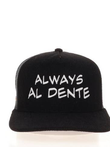 Always Al Dente Corduroy Trucker Hat for wholesale by Terlato Kitchen