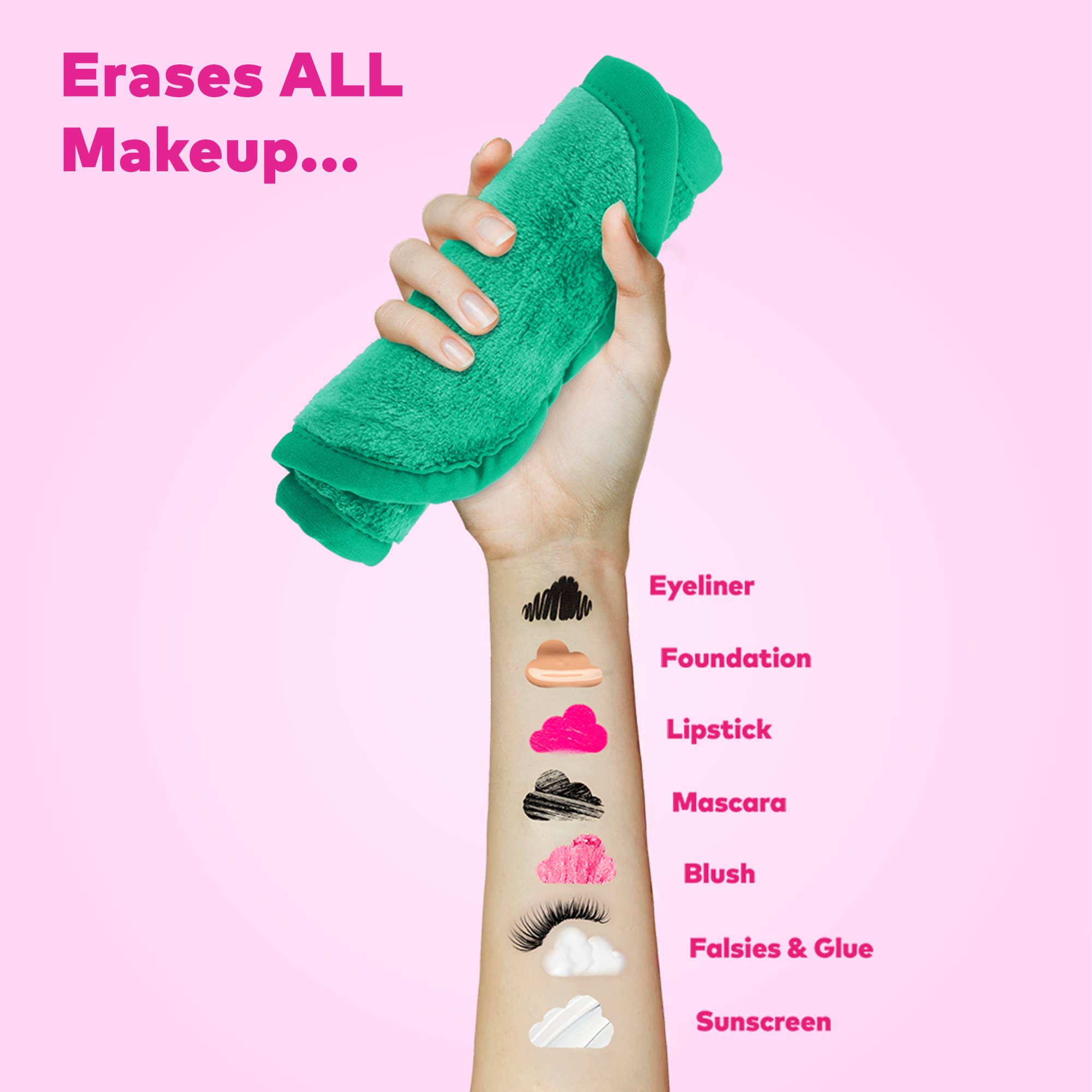 The Original MakeUp Eraser - Wholesale Makeup Remover - Green PRO | 100% Recycled MakeUp Eraser6
