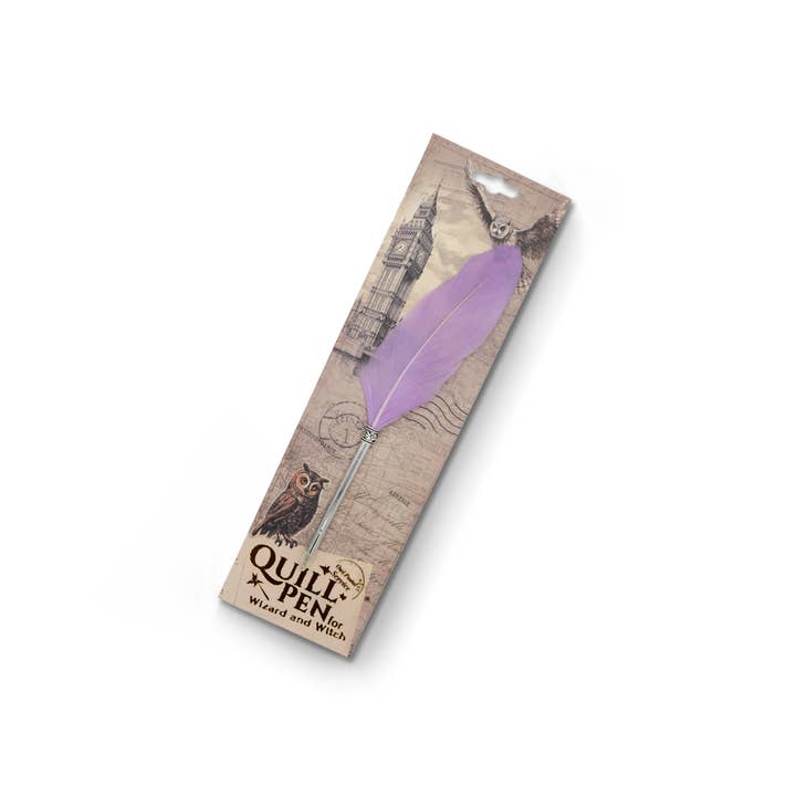 Pack x10 Quill Ball Pen On Backing Card - Purple for wholesale by Mad Witch Ltd