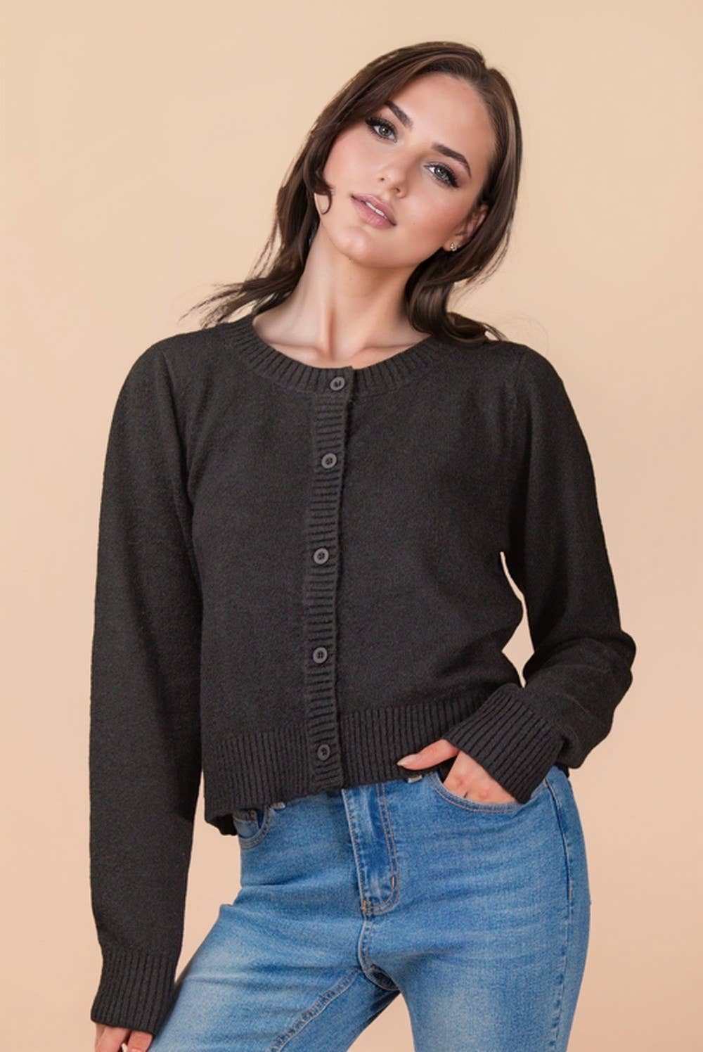 VERY J - Wholesale Cardigan - Women's - 12W3475N-Print & Solid Soft Knit Sweater Cardigan18