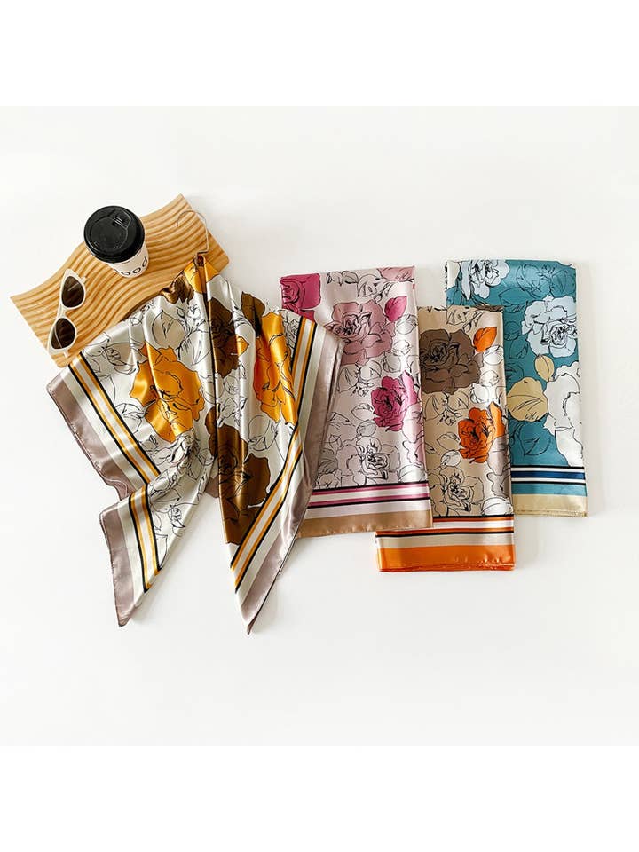 Scarvii - Retro Bloom Color Block Square Scarf for wholesale by Funkyrel® Atzbranding Limited
