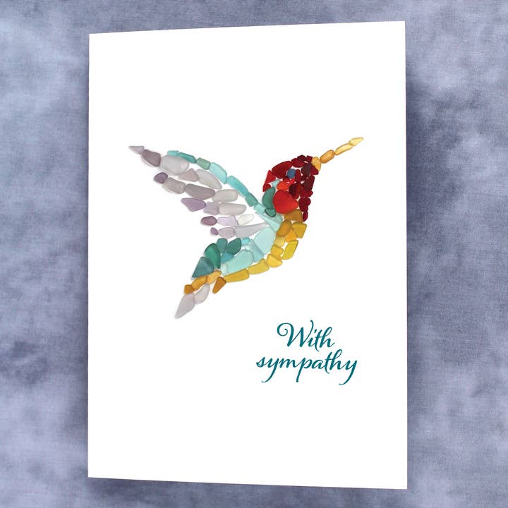 Beachcombing / Etched by the Sea - Vente Carte de condoléances - Carte Colibri en verre de mer « Avec sympathie »1