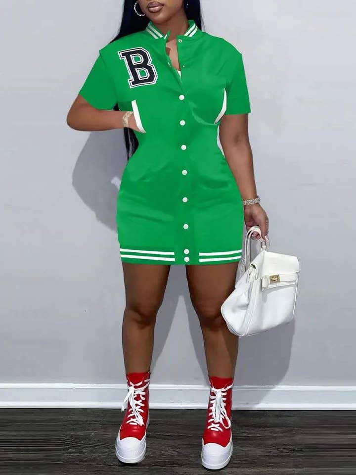 Fashion Combination - Wholesale Blouse – Women’s - letter embroidery button front casual dress3