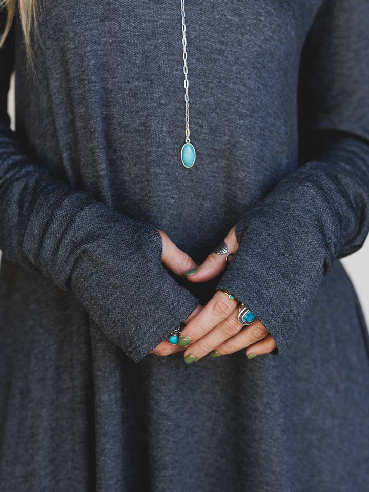 Jake Long Sleeve Crewneck Dress - Charcoal for wholesale on Faire3
