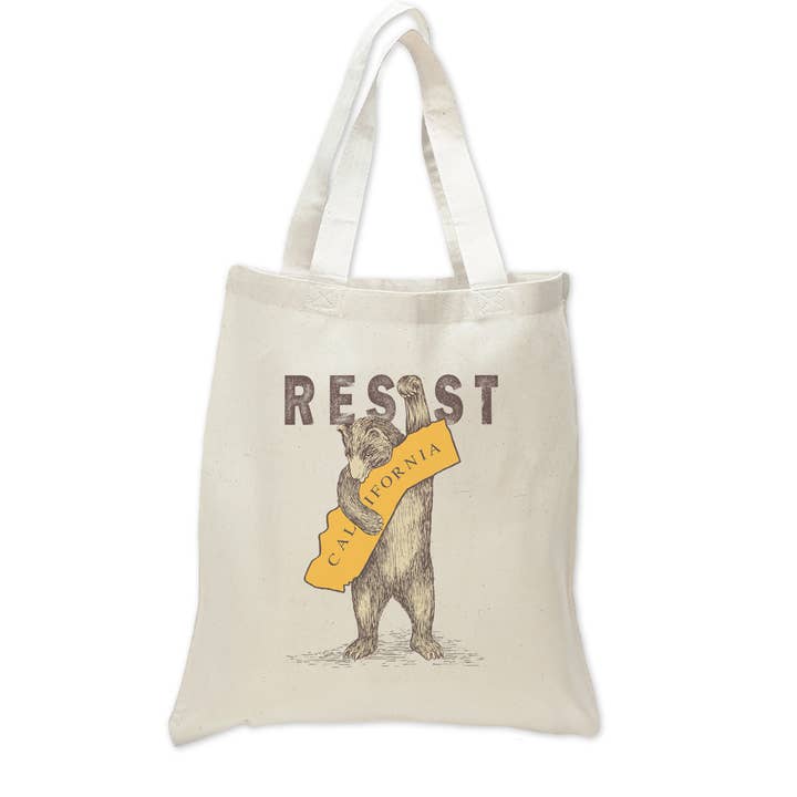 SF Mercantile - Wholesale Tote Bag - Unisex - RESIST CA Bear 6 oz Cotton Bag