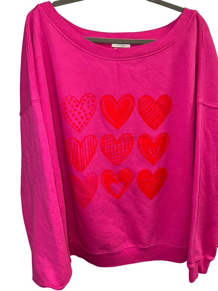 Camisola de Pólo de Algodão em Rosa-Choque com Corações Laranja por atacado de LeParisPetit by I Love Linen