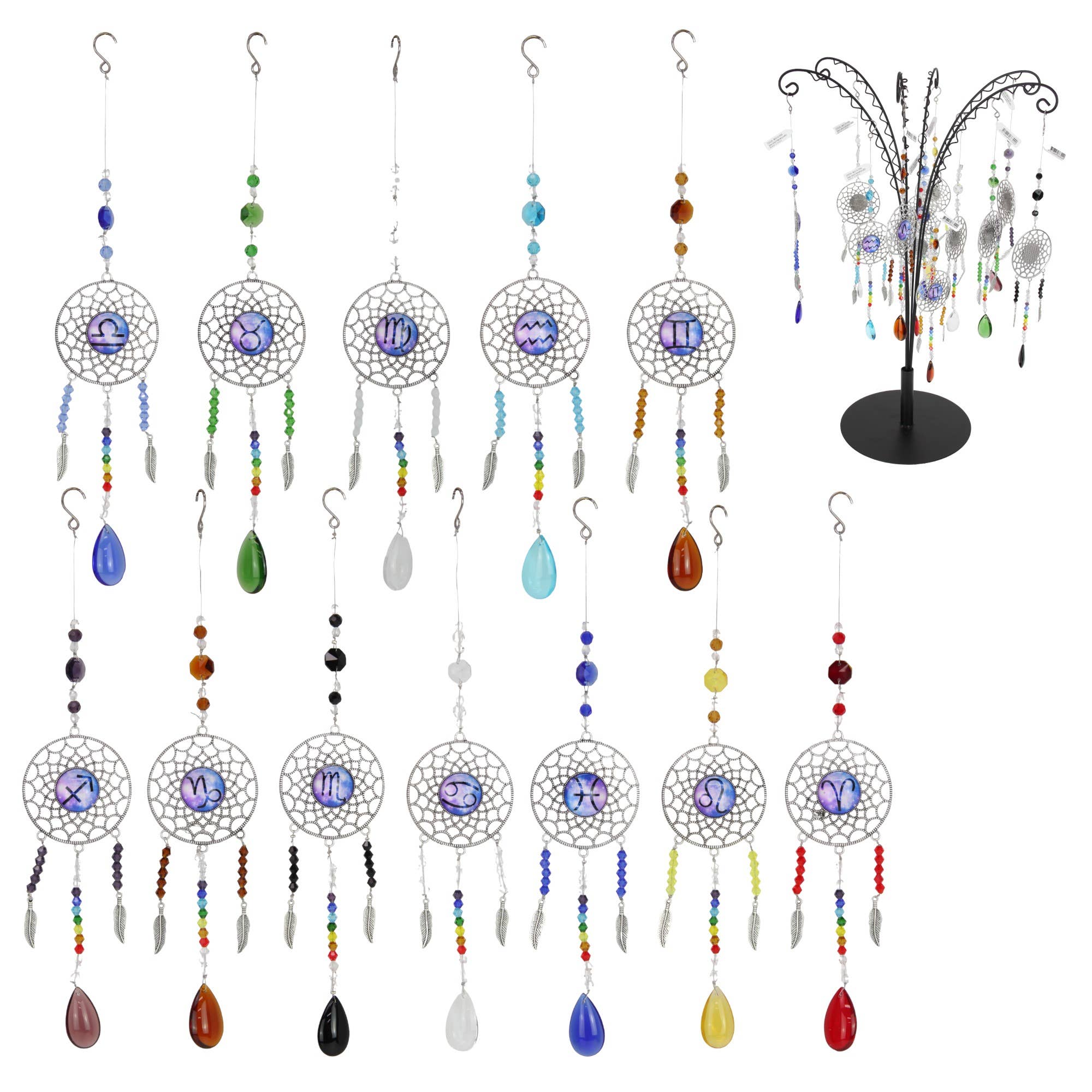 Cubby House by Malmar - Wholesale Suncatcher - Zodiac Suncatcher with Coloured Beads and Free Display0