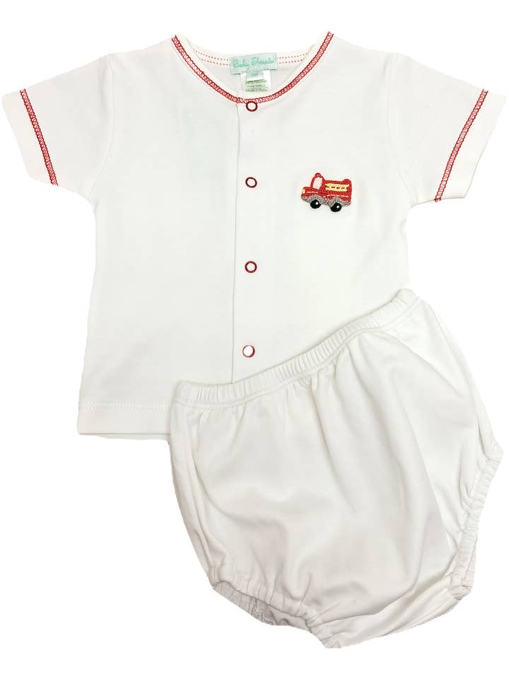 Baby Threads - Wholesale Clothing Set - Baby - Baby Boy's "Firetruck" Pima Cotton Diaper Set