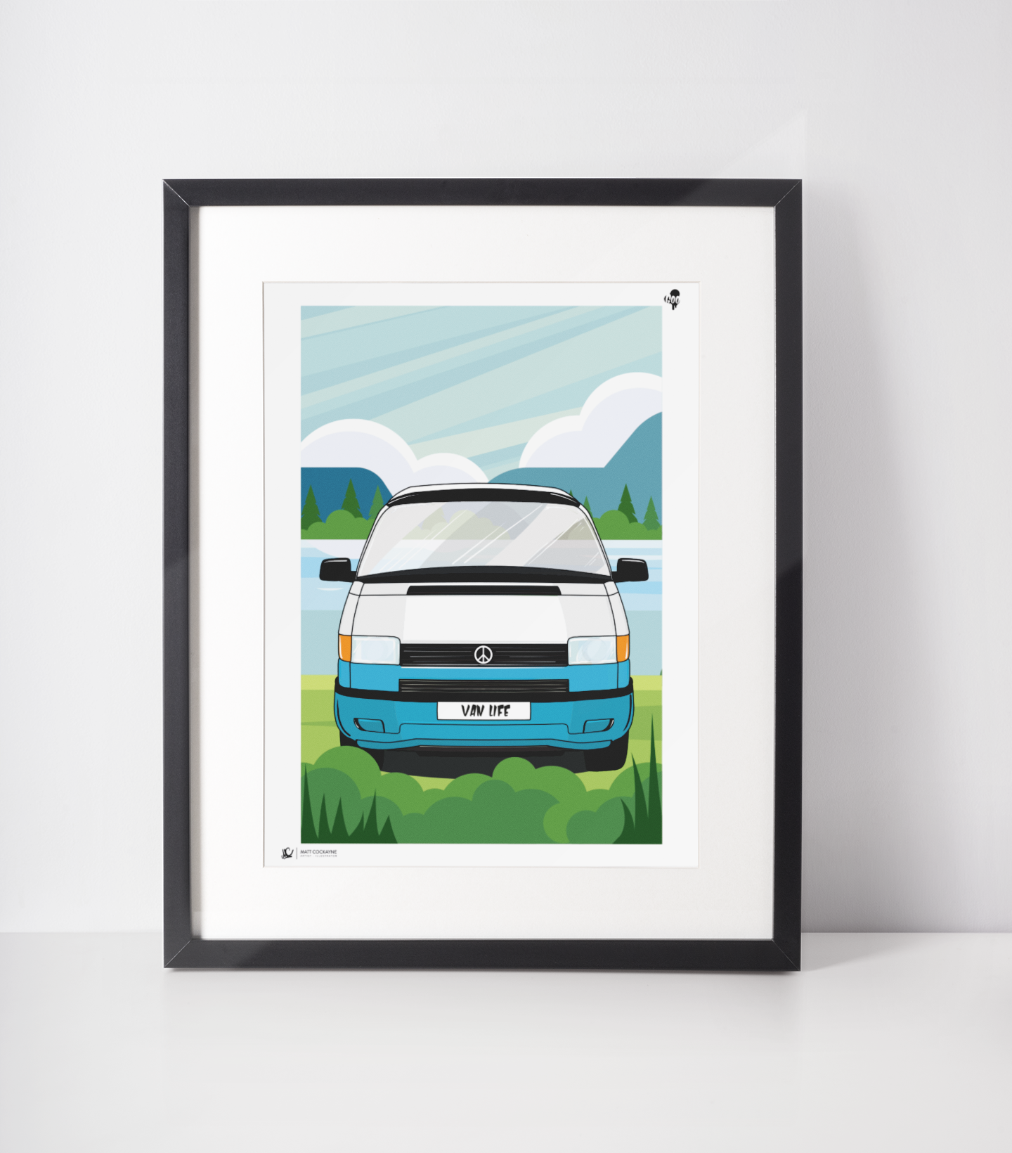 Matt Cockayne Illustration - Wholesale Art Print - T4 VAN LIFE BY THE LAKE0