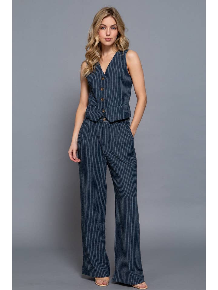 Active Basic | Active USA – Engroshandel Habitvest – til kvinder – V-udskæring Foran Knaplukning Linned Effekt Vest7