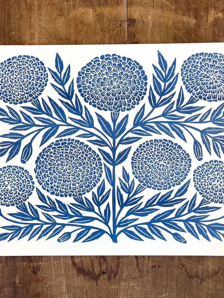 Série Jardin : Impression Risograph Marigold Marine pour la vente par Katharine Watson