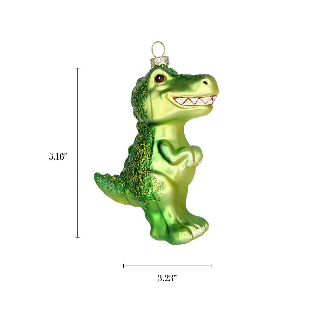 Chive - Wholesale Ornament - Happy Dino, Cute Baby’s First Retro Glass Christmas Ornament3