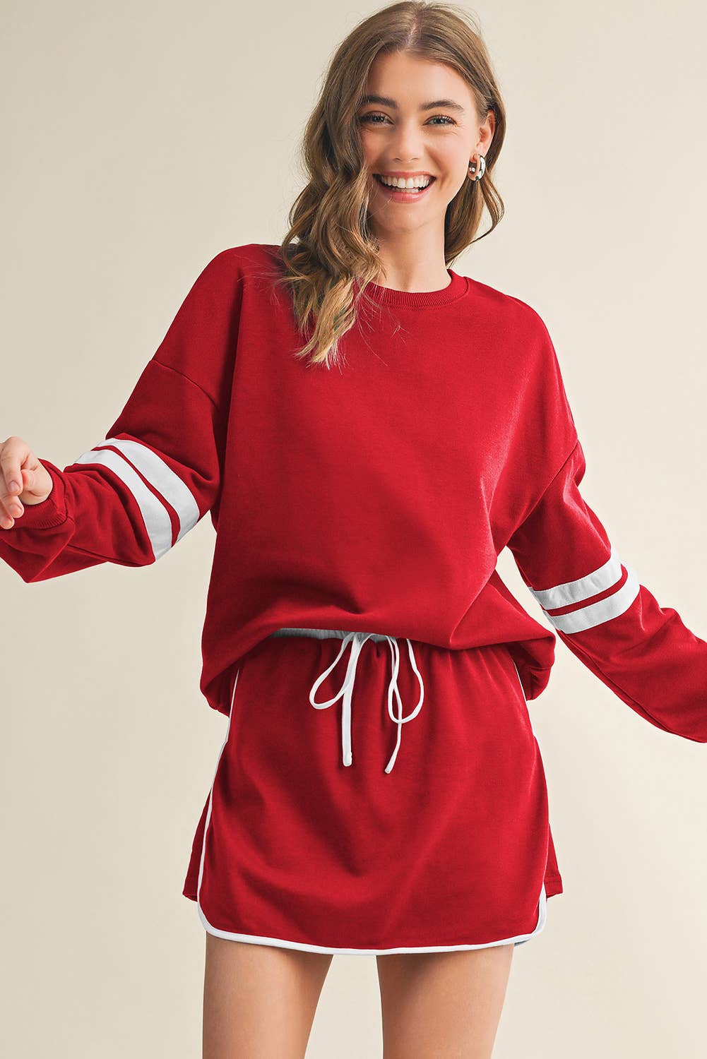 Aapparella - Wholesale Top & Skirt Set - Women's - Stripe Long Sleeve Top & Skort 2 Pcs Set | S-XL1