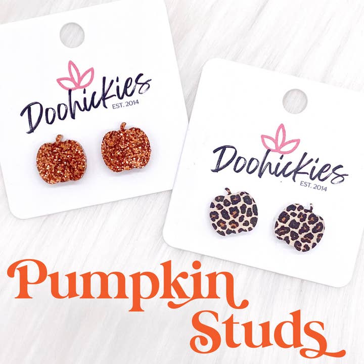 Doohickies - Wholesale Stud/post earrings - Pumpkin Studs- Fall Acrylic Singles1