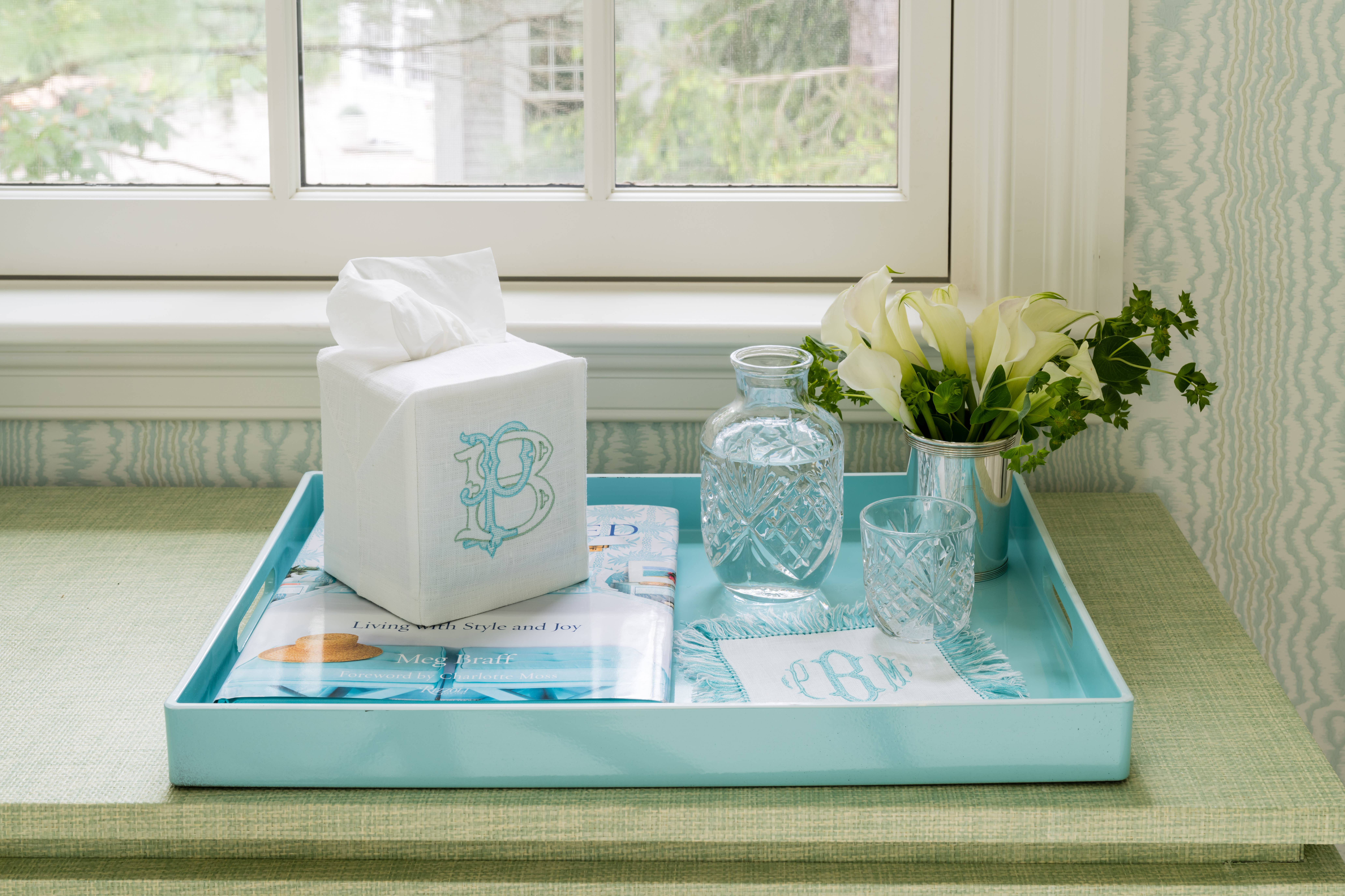 Garden Folly Fine Linens - Wholesale Tissue Box - En Plain Air Linen Tissue Box Cover1