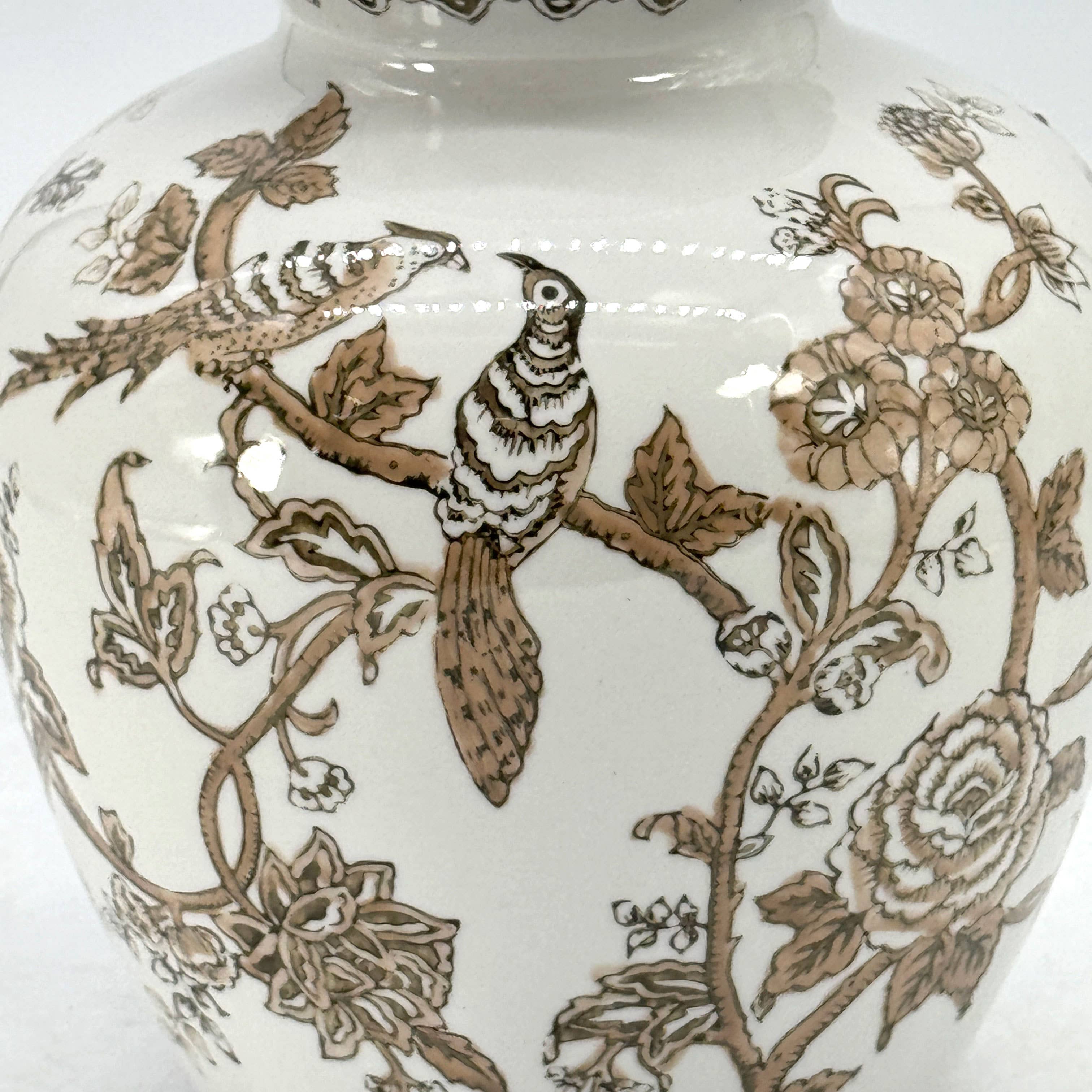 Galt International Company – Engroshandel Vase – Brun keramisk chinoiserie vase 10"6