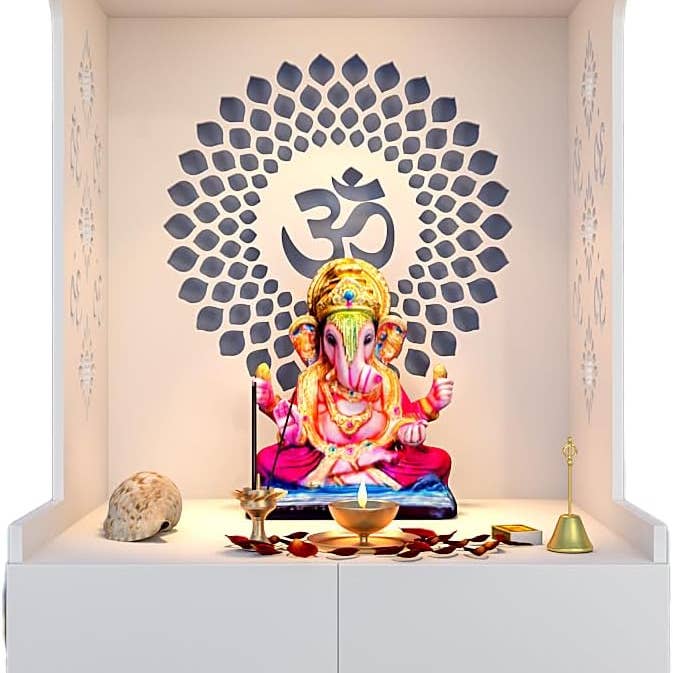 Eternal Om Chakra Wooden temple - White Finish for wholesale by GoGlocal