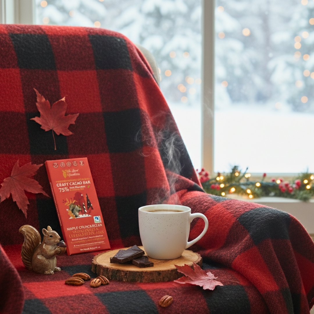 The GOOD Chocolatier – Barra de chocolate por atacado – The GOOD Chocolatier Maple Crunch Pecan 75% - Chocolate Vegano com Noz-Pecã e Xarope de Bordo3