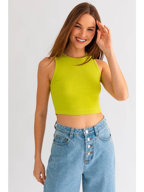 LE LIS - Wholesale Knit Top - Women's - ROUND NECK SLEEVELESS CROP TOP