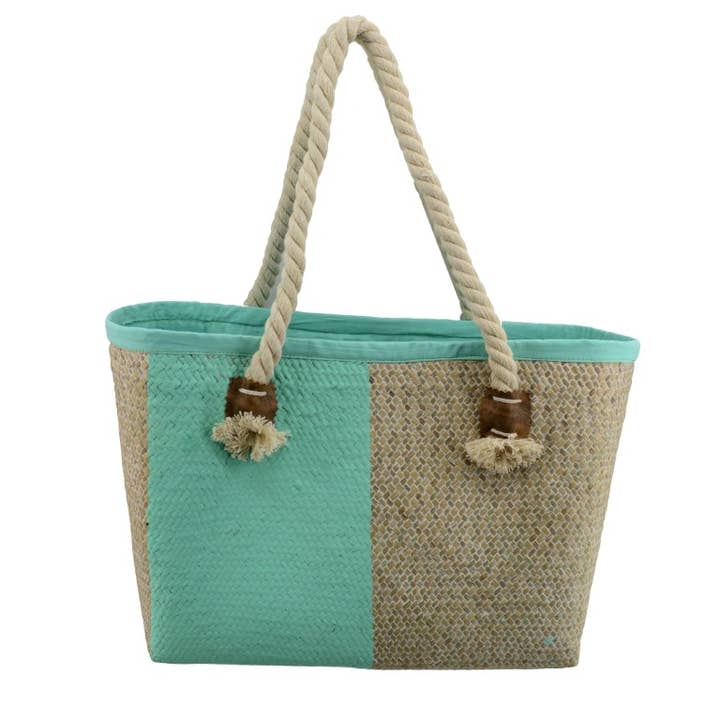 Vacchetti - Vendita all'ingrosso Borsa tote - Donna - Borsa Paglia Africa Verde Acqua CM43x19h27
