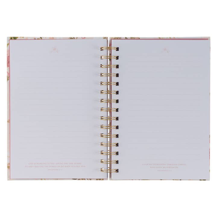 Christian Art Gifts - Wholesale Journal/Diary - Journal Wirebound Pink Floral His Grace 2 Cor. 12:9