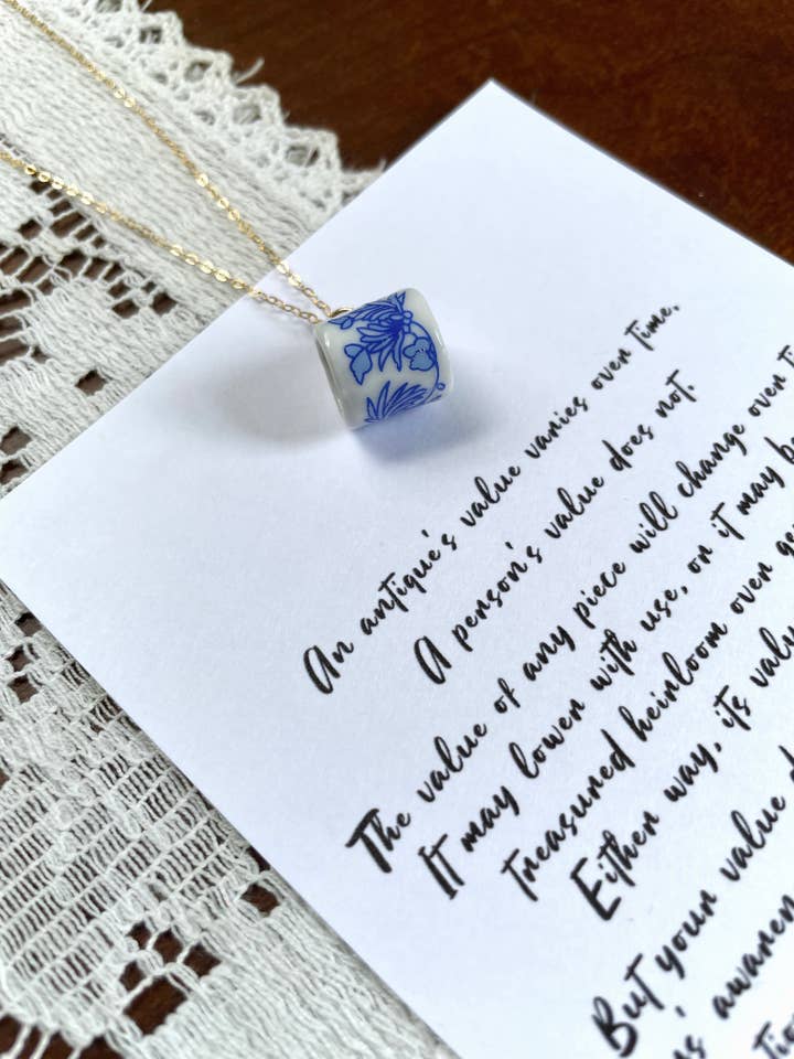 YOU ARE VALUABLE Antique Style Mug Necklace for wholesale by Hamrick Avenue