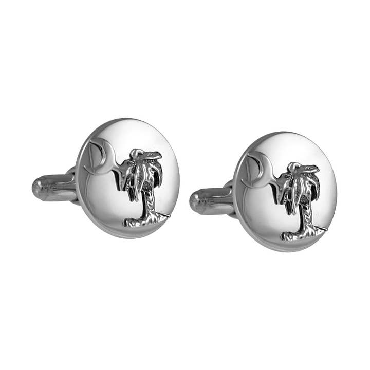 Palmetto with Moon Round Cufflinks for wholesale by G2 Silver