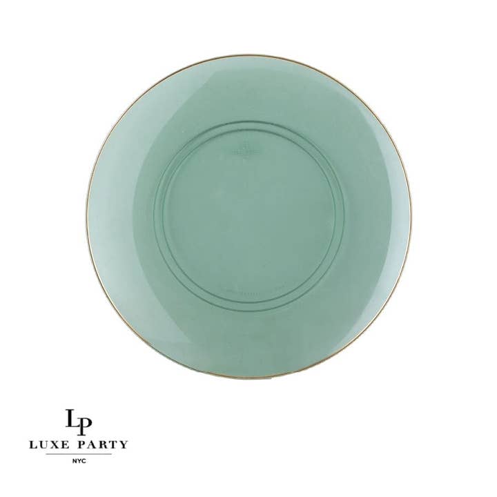 Luxe Party - Wholesale Disposable Plate - Round Green • Gold Plastic Plates | 10 Pack1