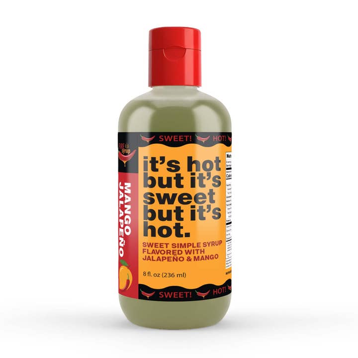 Fire Syrup Mango Jalapeno Infused Simple Syrup 8 oz. Bottle for wholesale by Fire Syrup