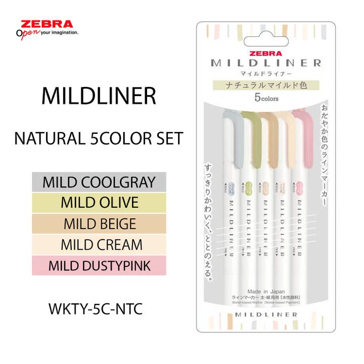 Hakubundo - Wholesale Highlighter - 【JAPANESE STATIONERY】ZEBRA MILD LINER HIGHLIGHTER 5COLOR SET6