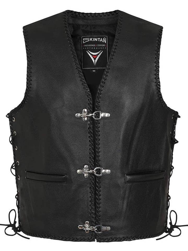Leather Vest, Buckle Leather Vest for wholesale by Skintan