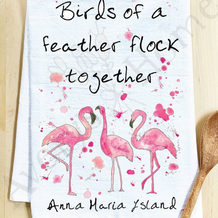 Avery's Home - Wholesale Tea Towel - Birds of a Feather Flamingo Customizable Tea Towel1