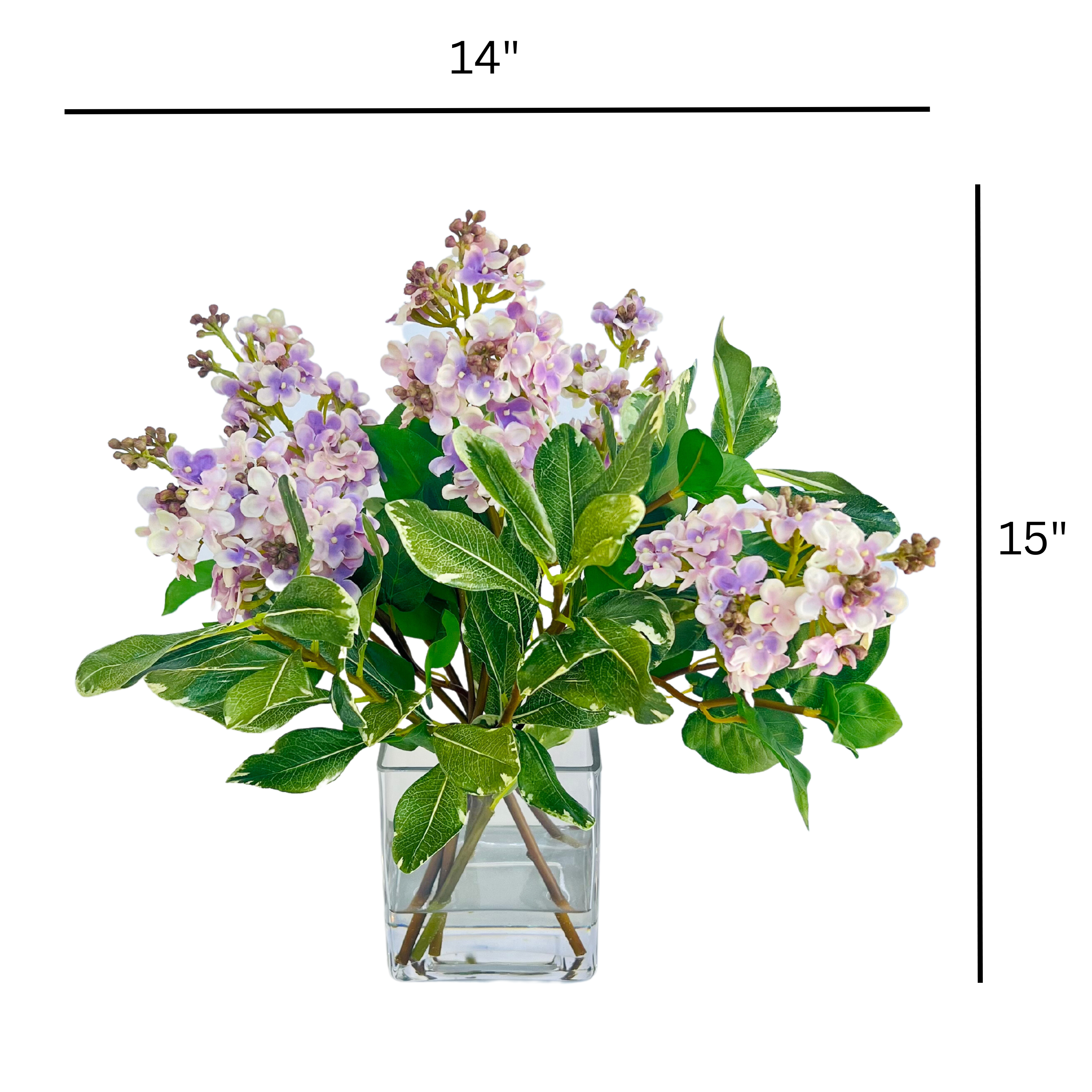 Vivian Rose LLC - Wholesale Artificial Flowers - Faux Lilac Flower Arrangement Centerpiece - 15"1