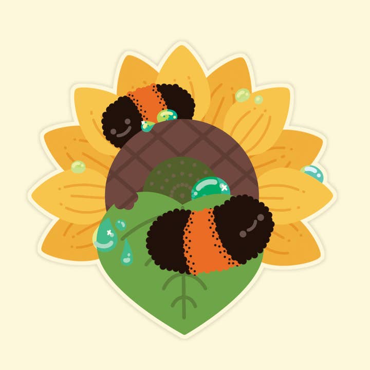 Woolly Bear Vinyl Sticker | Waterproof Bug Vinyl Sticker for wholesale by Laura Illustrates