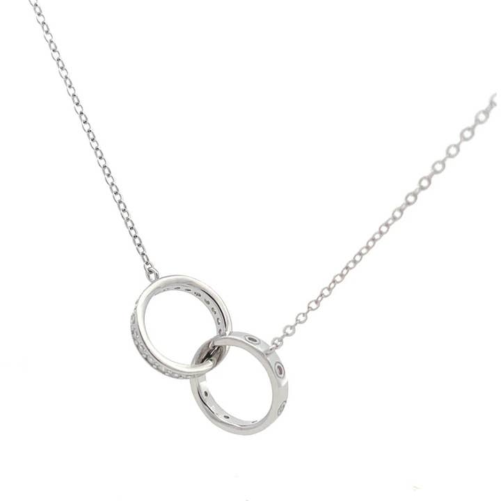 Gigi & Jen - Vendita all'ingrosso Collana con ciondolo/pendaglio - Collana in argento con due anelli intrecciati "Unbreakable Bond".