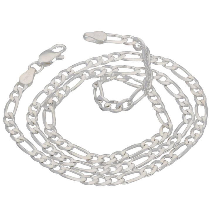 Silver Insanity - Wholesale Link & Chain Necklace - Diamond-Cut 4mm Wide Sterling Silver Figaro Chain Necklace