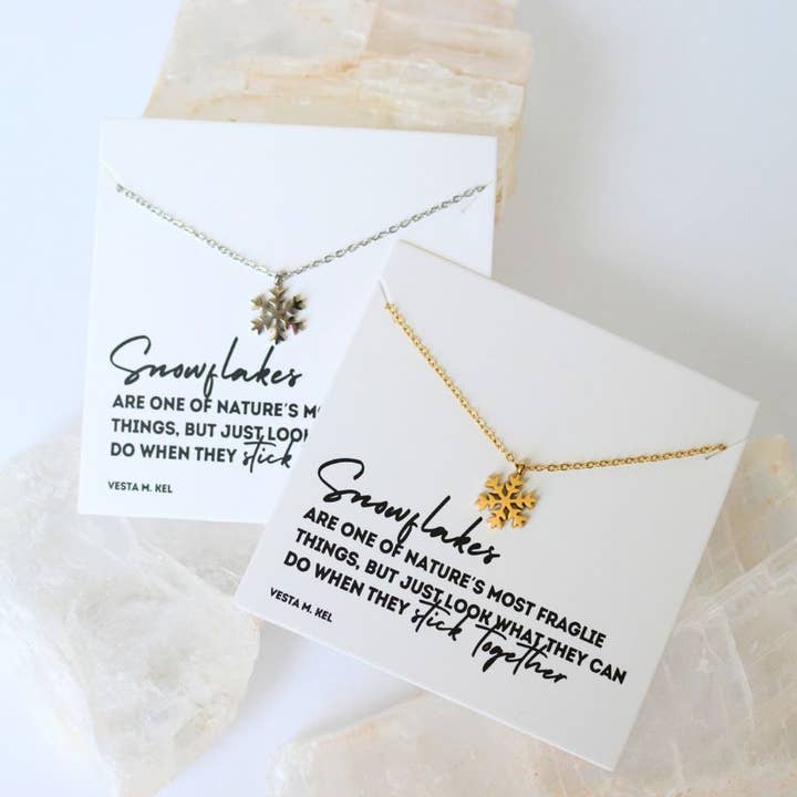 Two and Crew - Wholesale Pendant/Charm Necklace - Christmas Winter Snowflake gift charm necklace on quote card