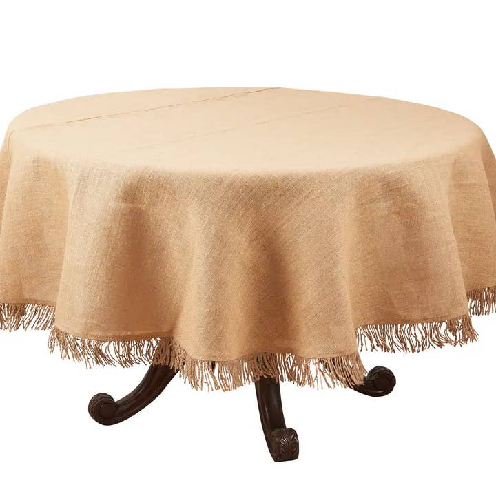Fennco Styles – Toalha de mesa por atacado – Toalha de mesa redonda Juta Texturada Natural Juta 72"1