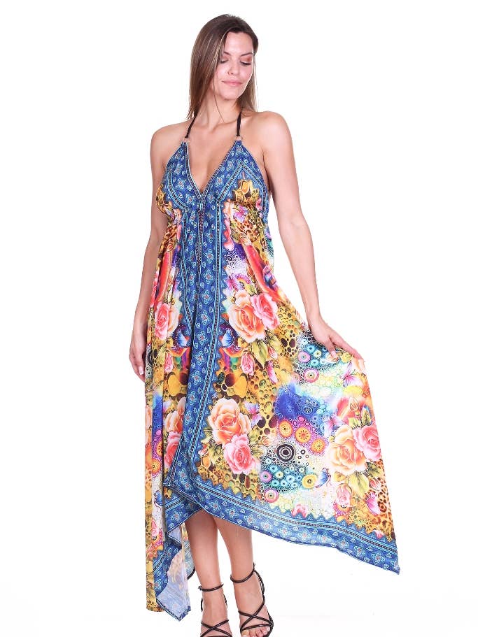 8094 Mosaic Rose Halter Dress for wholesale by Sol