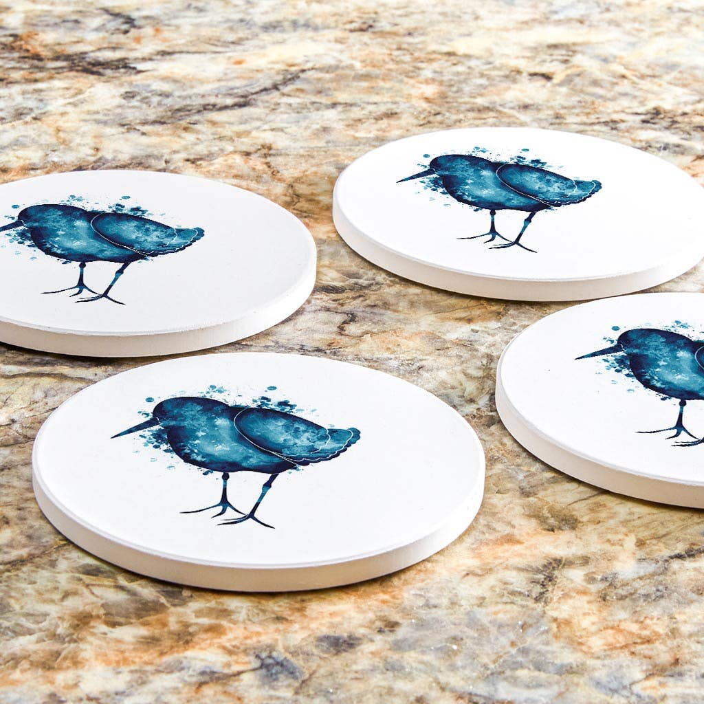 Love Local - Wholesale Coasters - East Coast Water Color Sand Piper | Absorbent Coasters | Set of 4 | Min 26