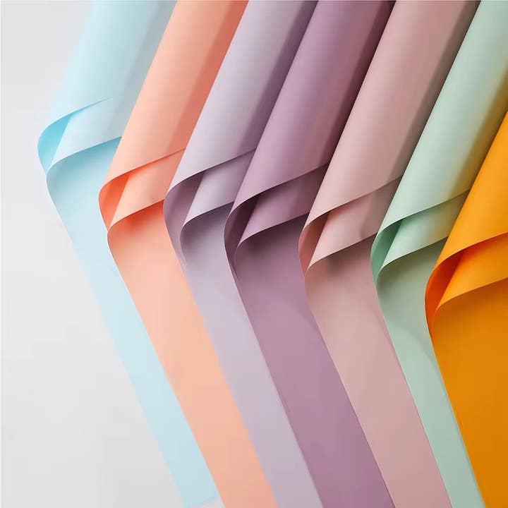 Elegant Design Supply - Wholesale Wrapping Paper Roll - Solid Color Korean Inspired Flower Wrapping Paper (20pcs/bag)56