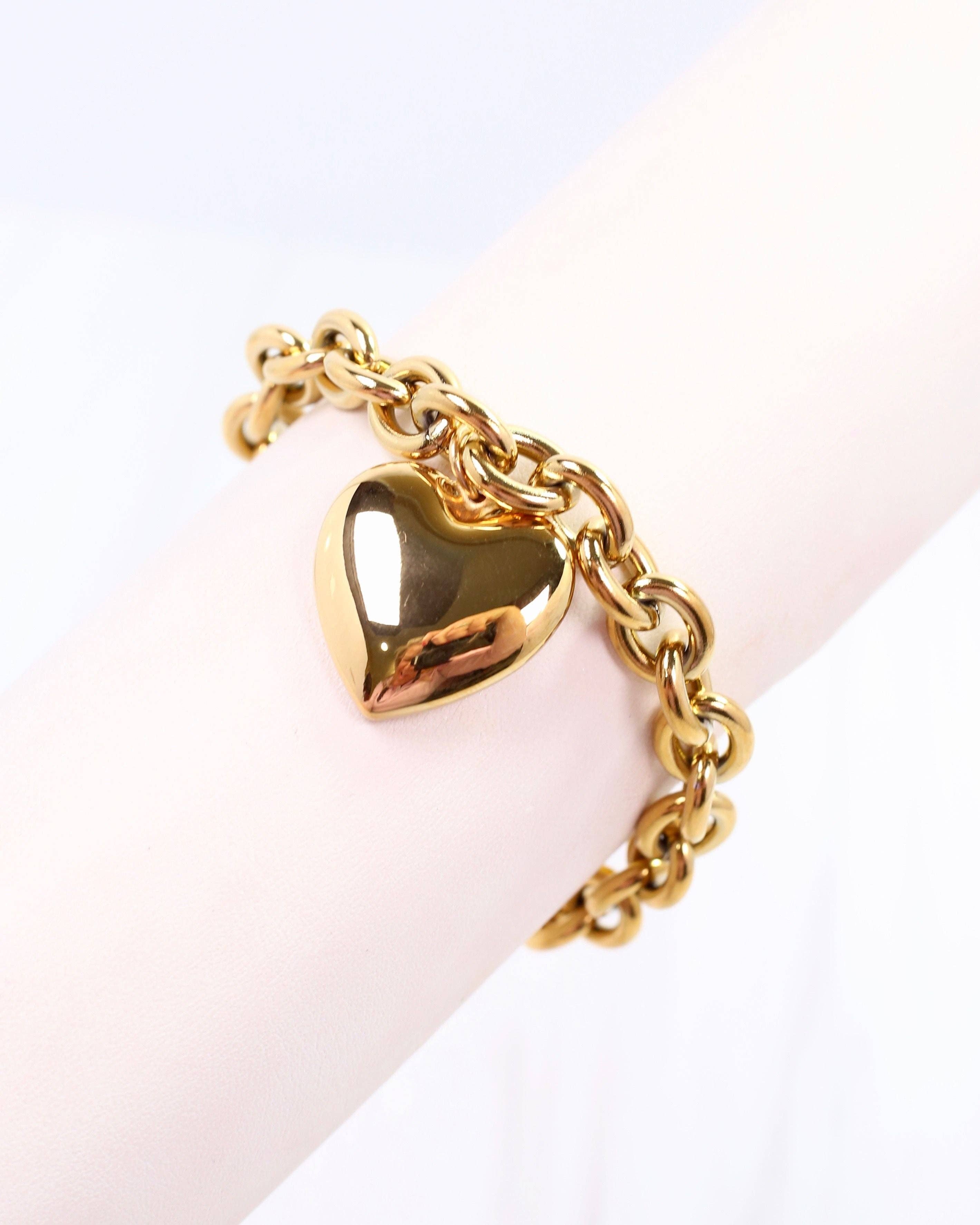 Caroline Hill - Wholesale Charm/Dangle Bracelet - Hartley Heart Charm Bracelet Gold