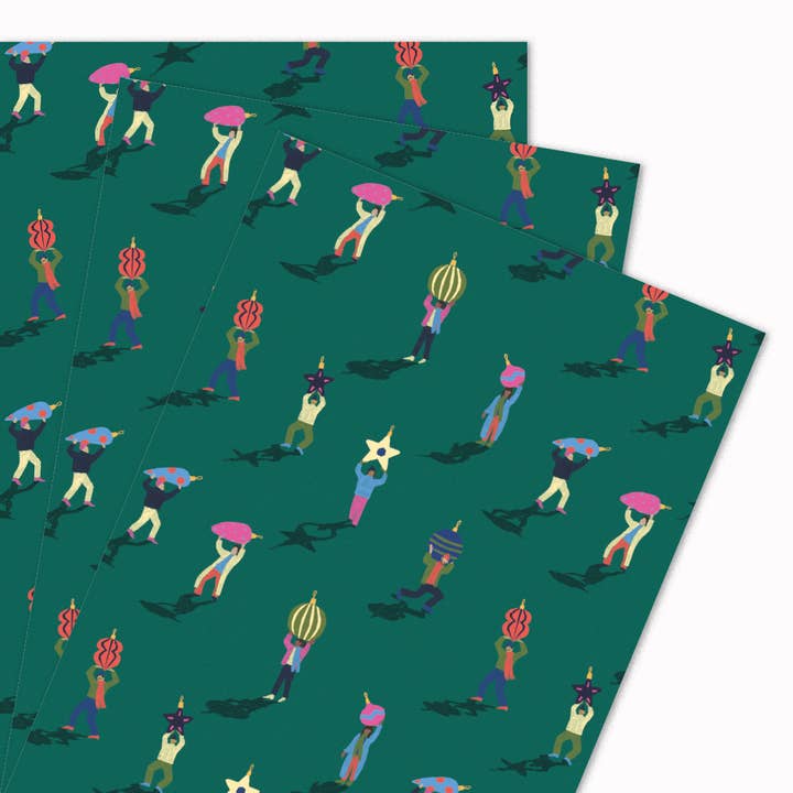 Bauble Parade | Feuilles d'emballage cadeau de Noël pour la vente par USTUDIO Design