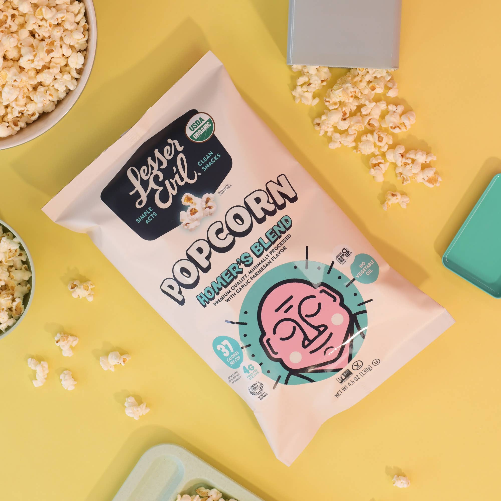 LesserEvil - Wholesale Popcorn - Organic Popcorn, Homer's Blend 4.6 oz3