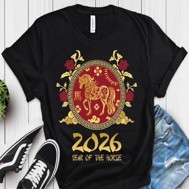 2026 Year of the Horse T-Shirt, Chinese New Year Long Sleeve for wholesale by AJCanvasPrints