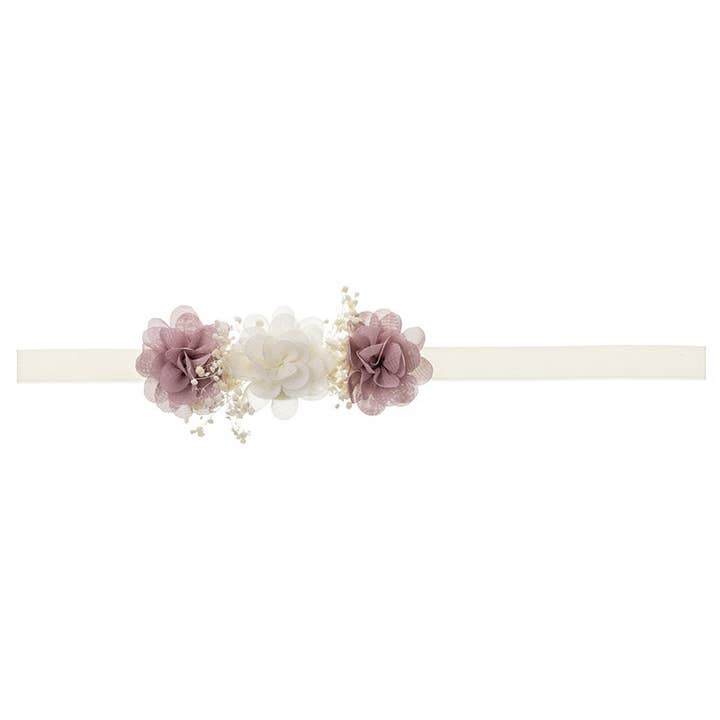 Headband with combined Elsa flowers and gypsophila for wholesale by Siena Hair Accessories