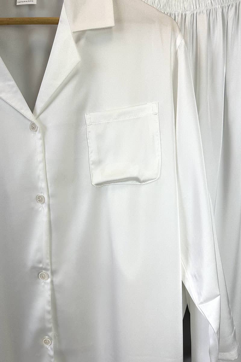 Belle Com'Elle - Vendita all'ingrosso Completo pigiama - Donna - Pigiama da donna con camicia a maniche lunghe e pantaloni in seta sintetica1