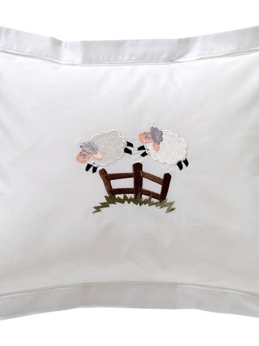 Baby Boudoir Pillow Cover, Leaping Sheep (Beige) for wholesale by Jacaranda Living