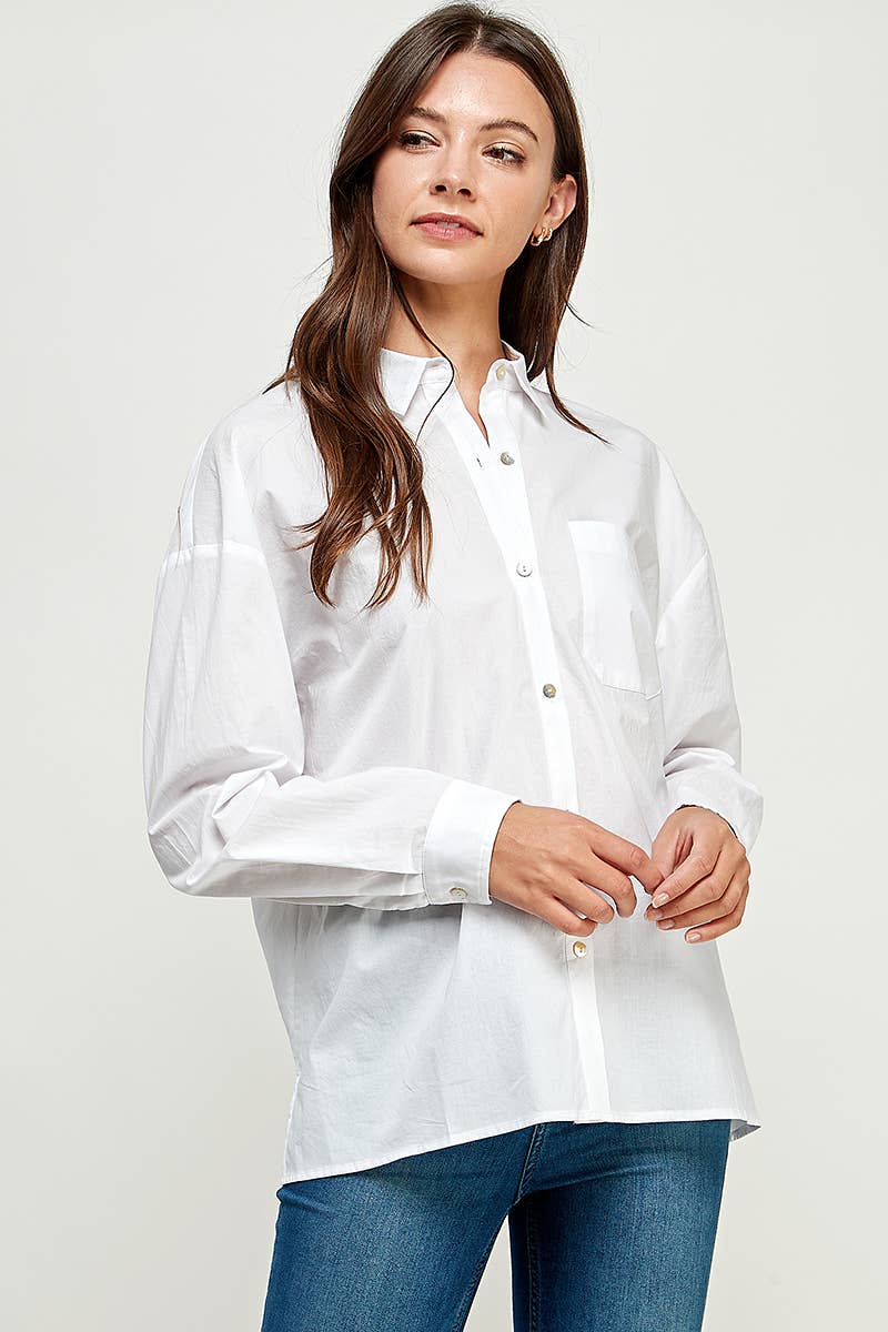 FUN2FUN - Wholesale Button Down Shirt - Women's - POPLIN COTTON BUTTON DOWN POCKET SHIRT8